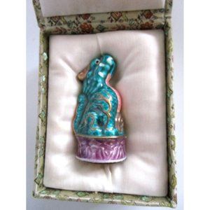 VTG Asian Porcelain QiLin Animal Unicorn Figurine with Box - Blessings & Luck